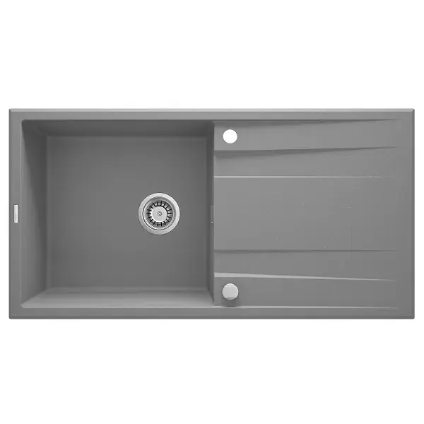 Doar azi Chiuveta bucatarie granit 100x52 cm, cu o cuva si picurator, gri metalic, Deante Eridan ZQE_S713