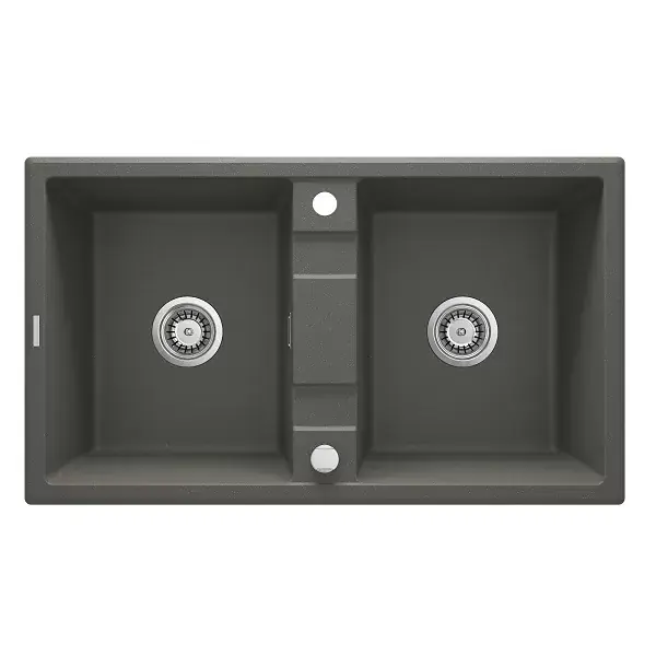 Chilipir Chiuveta bucatarie granit 86x50 cm, cu doua cuve, antracit metalic, Deante Eridan ZQE_T203