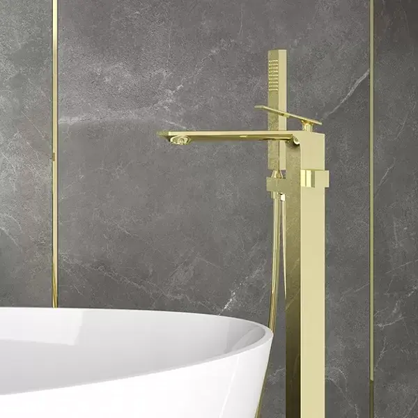 Preț redus Baterie cada dus freestanding, auriu, Besco Aspira BW-A-ZL