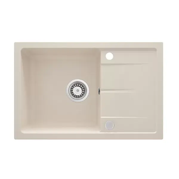 Cumpără online Chiuveta bucatarie granit 67x44 cm, cu o cuva si picurator, beige mat, Deante Leda ZRD_5113