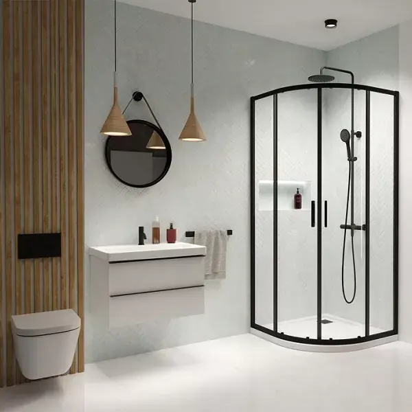 Calitate înaltă Cabina de dus semirotunda, cu usi culisante, negru mat, Radaway Premium Pro Black PDD