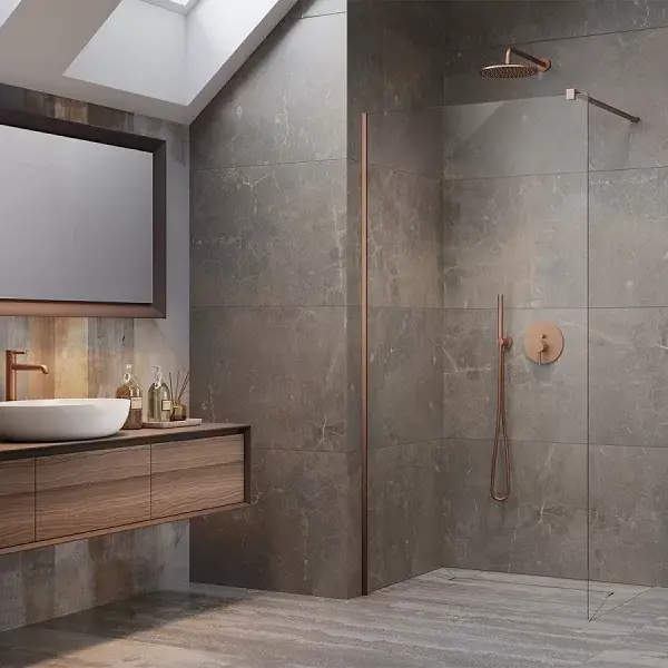 Perete de dus tip Walk-In, cupru periat, Radaway Modo New Brushed Copper II Ofertă limitată