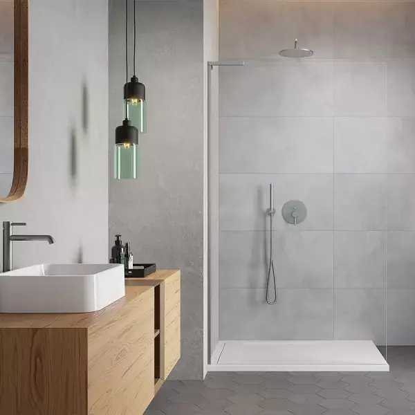 Perete de dus tip Walk-In, cu stabilizator in forma de L, nichel periat, Radaway Modo SL Brushed Nickel II Retur ușor