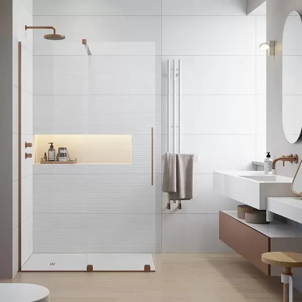 Perete de dus, cu parte culisabila, Radaway Furo Brushed Copper Walk-In Cel mai bun preț