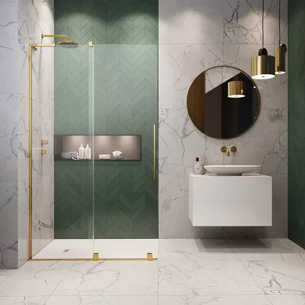 Premium Perete de dus, cu parte culisabila si stabilizator de unghi L, Radaway Furo SL Gold Walk-In