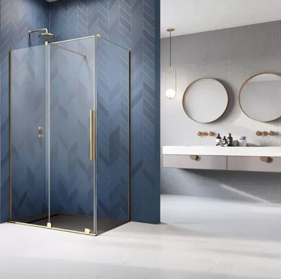 Chilipir Cabina de dus rectangulara, cu usa culisanta, auriu periat, Radaway Furo Brushed Gold KDJ