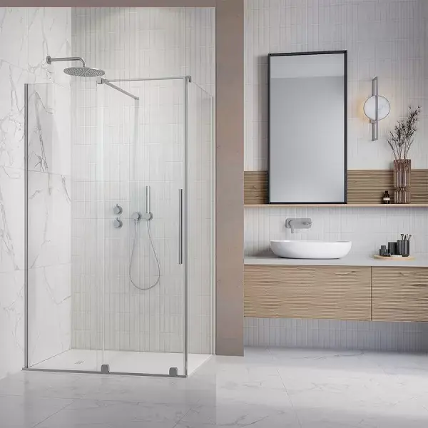 Disponibil imediat Cabina de dus rectangulara, cu usa culisanta, nichel periat, Radaway Furo Brushed Nickel KDJ