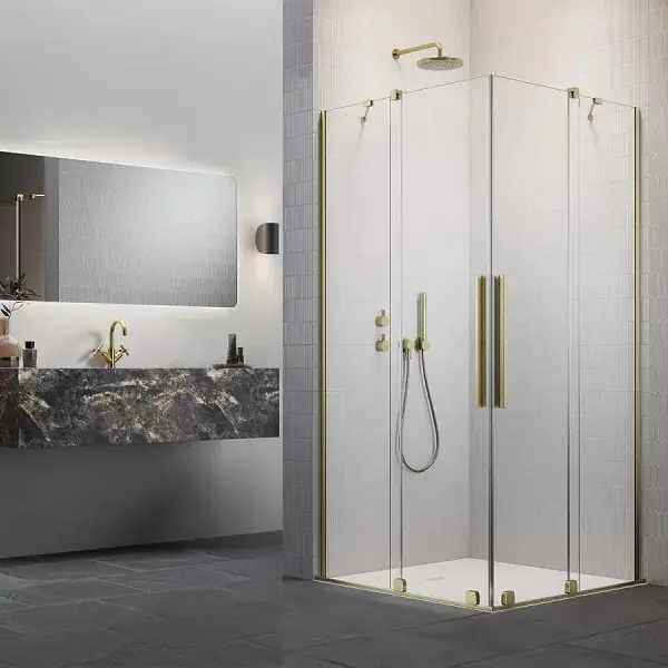 Nu rata Cabina de dus rectangulara, cu usi culisante, auriu periat, Radaway Furo Brushed Gold KDD