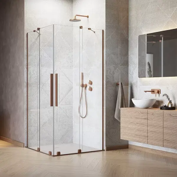 Cabina de dus rectangulara, cu usi culisante, cupru periat, Radaway Furo Brushed Copper KDD Plată securizată
