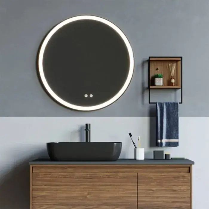 Reduceri Oglinda rotunda, iluminare LED si dezaburire, 60 cm, Fluminia Black-Boy-60, HN208-60