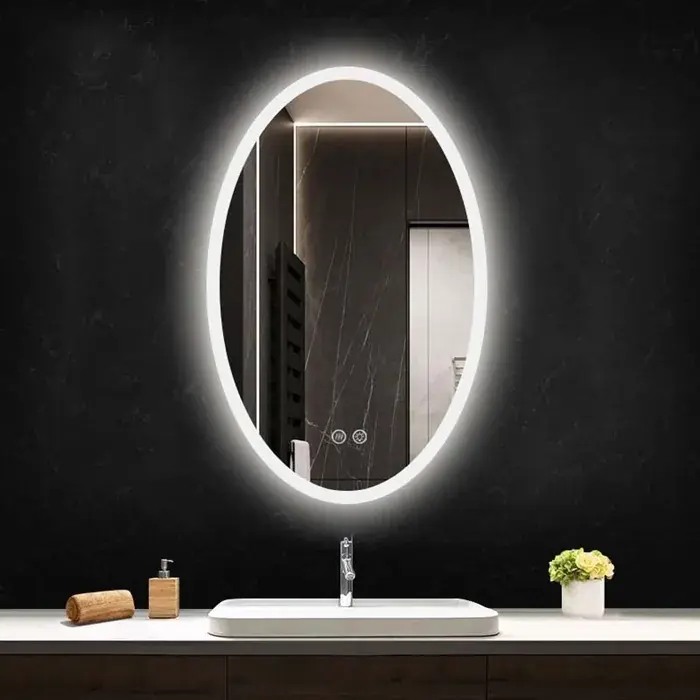 Oglinda ovala, iluminare LED si dezaburire, 60x80 cm, Fluminia Picasso-EX-60, ML5-60-B Ultima șansă