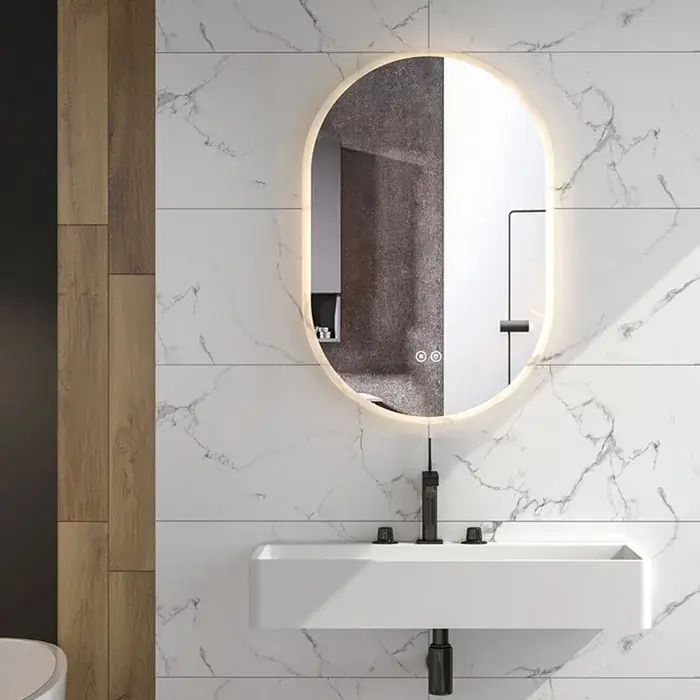 Preț mic Oglinda ovala, iluminare LED si dezaburire, 60x90 cm, Fluminia Dali HN320