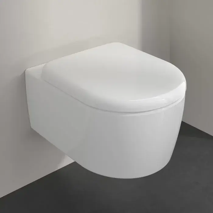 Preferatul clienților Set Vas wc suspendat Rimless, cu TwistFlush, cu capac soft close, alb lucios, Villeroy & Boch Skyla 5656CL01