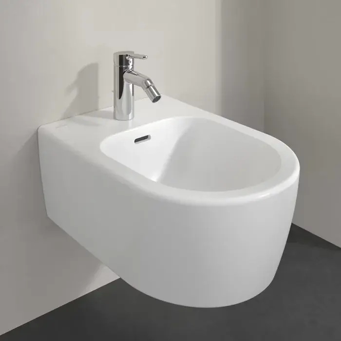 Bideu suspendat, cu CeramicPlus, alb mat (Stone White), Villeroy & Boch Skyla 448200RW Cumpărături sigure
