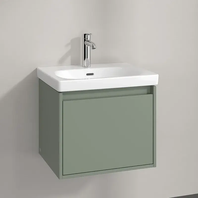 Set Mobilier de baie cu lavoar ceramic, verde pal (Soft Green), Villeroy & Boch Skyla C78300AF+5A515501 Ofertă limitată