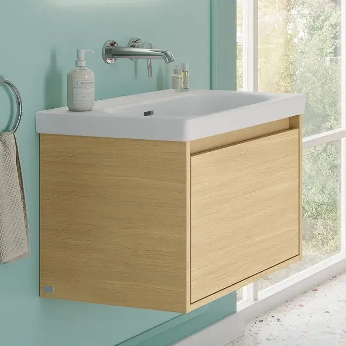 Doar azi Set Mobilier de baie cu lavoar ceramic, 60 cm, stejar nordic (Nordic Oak), Villeroy & Boch Skyla C78400VJ+5A516001