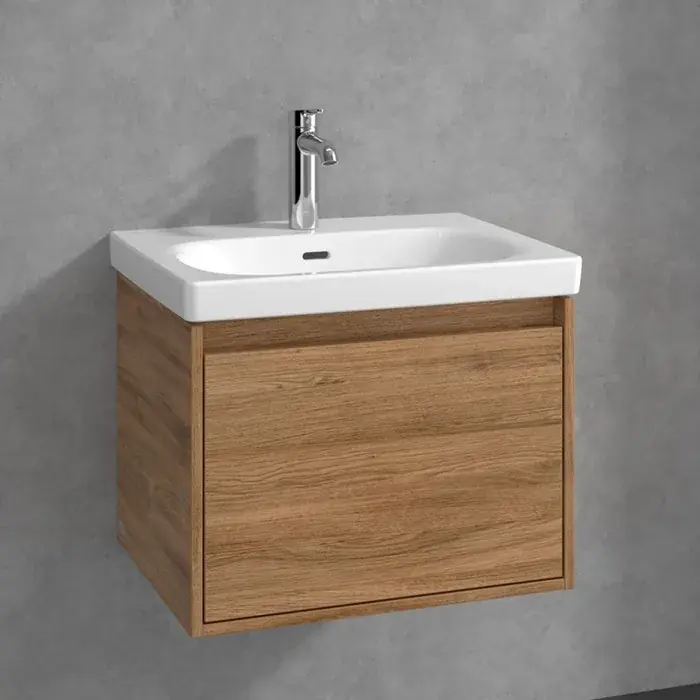 Cumpărături sigure Set Mobilier de baie cu lavoar ceramic, 60 cm, stejar Kansas (Kansas Oak), Villeroy & Boch Skyla C78400RH+5A516001