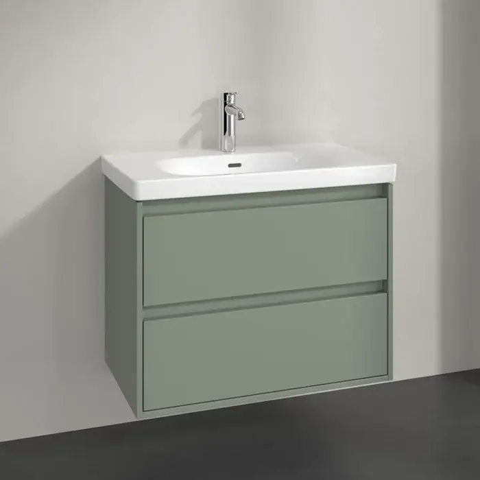 Set Mobilier de baie cu lavoar ceramic, 80 cm, verde pal (Soft Green), Villeroy & Boch Skyla C79600AF+5A518001 Ieftin