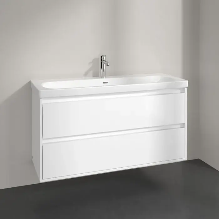 Livrare rapidă Set Mobilier de baie cu lavoar ceramic, 120 cm, alb lucios, Villeroy & Boch Skyla C80000VE+5A51C501