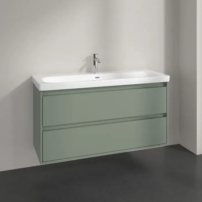 Set Mobilier de baie cu lavoar ceramic, 120 cm, verde pal (Soft Green), Villeroy & Boch Skyla C80000AF+5A51C501 Ofertă