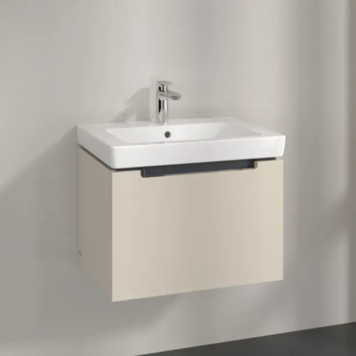 Set Mobilier de baie cu lavoar ceramic, 60 cm, casmir gri (Cashmere Grey), Villeroy & Boch Subway 2.0, A68610VN+7113F001 Reducere extra