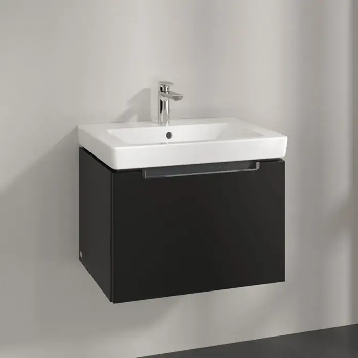 Vezi acum Set Mobilier de baie cu lavoar ceramic, 60 cm, negru (Volcano Black), Villeroy & Boch Subway 2.0, A68710VL+7113F001