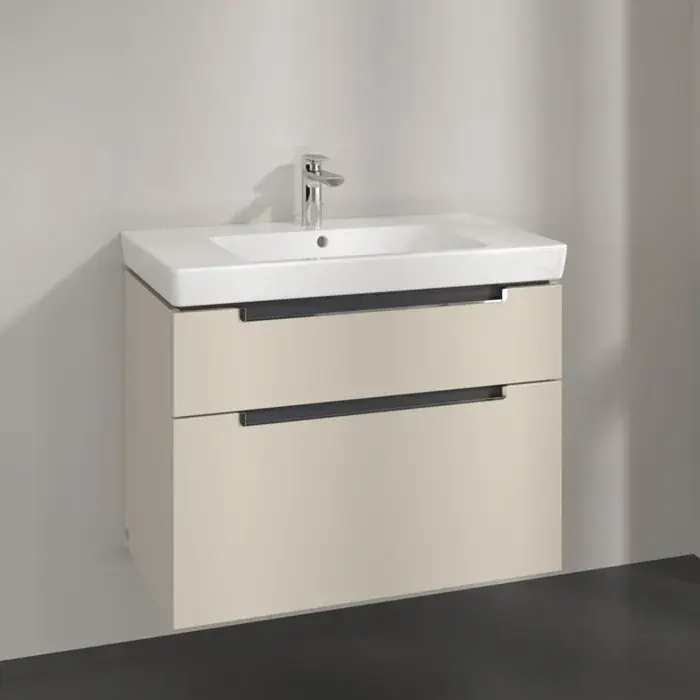 Set Mobilier de baie cu lavoar ceramic, 80 cm, casmir gri (Cashmere Grey), Villeroy & Boch Subway 2.0, A91410VN+71758001 Retur gratuit