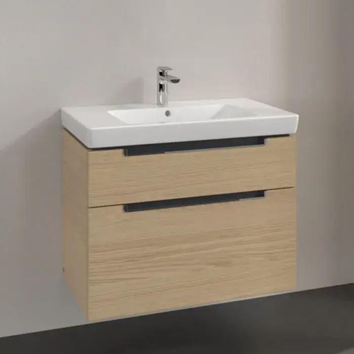 Set Mobilier de baie cu lavoar ceramic, 80 cm, stejar nordic (Nordic Oak), Villeroy & Boch Subway 2.0, A91410VJ+71758001 Cumpără online
