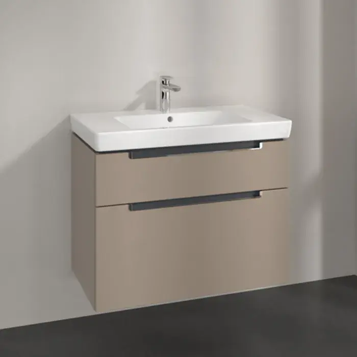 Preț promoțional Set Mobilier de baie cu lavoar ceramic, 80 cm, taupe, Villeroy & Boch Subway 2.0, A91410VM+71758001