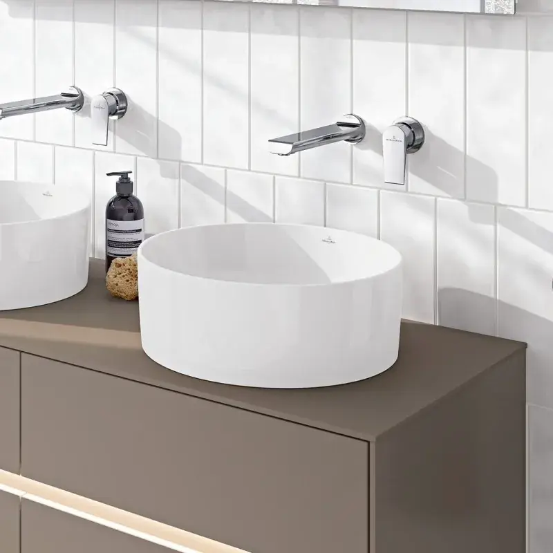 Lavoar pe blat, CeramicPlus, rotund, 40 cm, alb lucios, Villeroy & Boch Collaro 4A1840R1 Discount