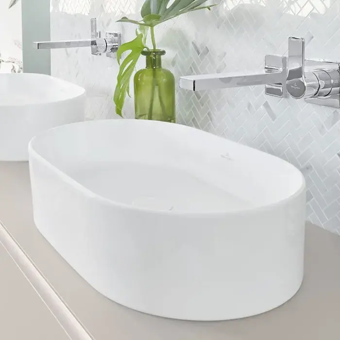 Lavoar pe blat, CeramicPlus, oval, 56 cm, alb mat (Stone White), Villeroy & Boch Collaro 4A1956RW Vezi acum