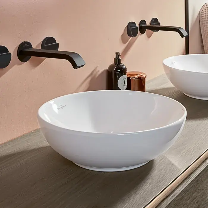 Lavoar pe blat, CeramicPlus, rotund, 42 cm, alb lucios, Villeroy & Boch Loop & Friends 4A4600R1 Disponibil imediat
