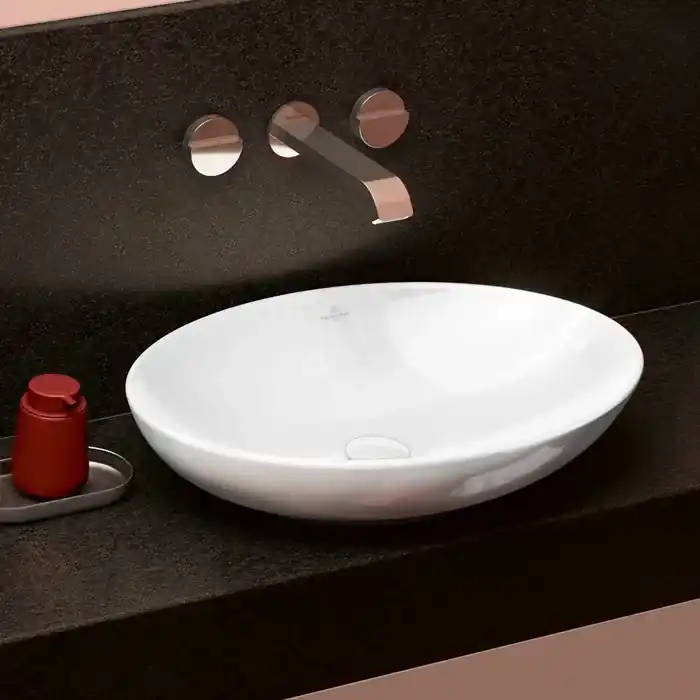 Lavoar pe blat, CeramicPlus, oval, 56 cm, alb lucios, Villeroy & Boch Loop & Friends 4A4700R1 Premium