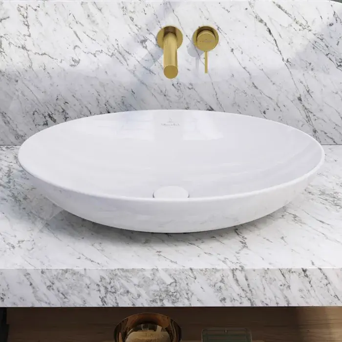 Lavoar pe blat, CeramicPlus, oval, 62 cm, alb lucios, Villeroy & Boch Loop & Friends 4A4800R1 Ieftin