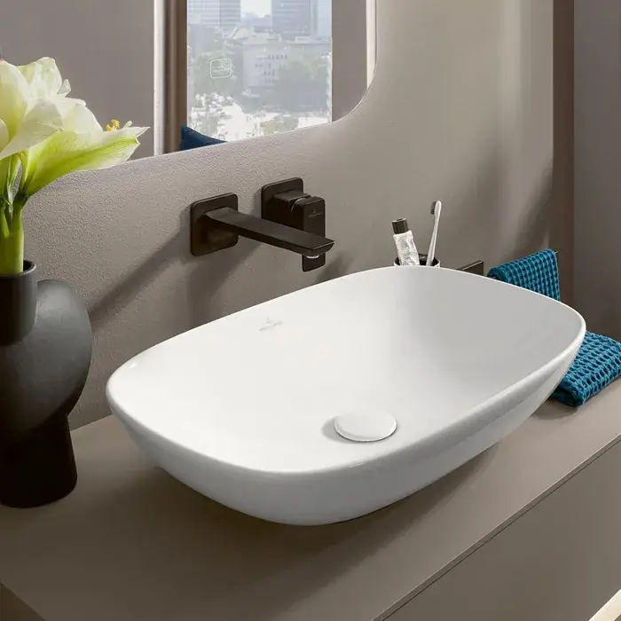 Lavoar pe blat, CeramicPlus, dreptunghiular, 56 cm, alb lucios, Villeroy & Boch Loop & Friends 4A4900R1 Promoție