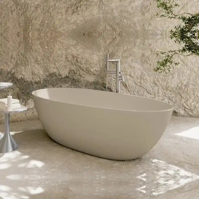 Cada de baie freestanding, ovala, 170x75 cm, Quaryl, migdale mat (Matt Almond), Villeroy & Boch Antao UBQ170TAO7V-AL Bestseller