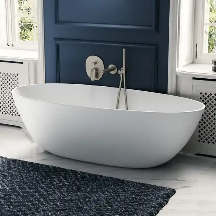 Promoție Cada de baie freestanding, ovala, 170x75 cm, Quaryl, alb mat (Stone White), Villeroy & Boch Antao UBQ170TAO7V-RW