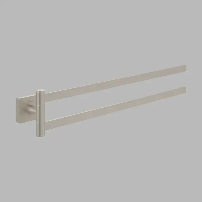 Suport pentru prosop, cu brat dublu, 432 mm, nichel periat (Brushed Nickel Matt), Villeroy & Boch Elements Striking TVA15202500064 Reducere specială