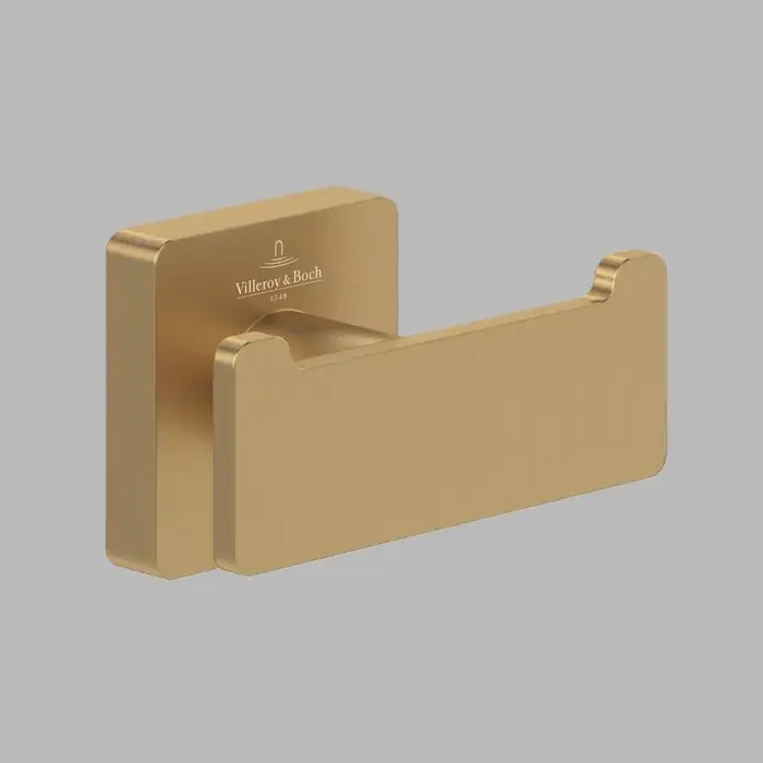 Cuier dublu baie, fixare ascunsa, auriu periat (Brushed Gold), Villeroy & Boch Elements Striking TVA15201200076 Reducere extra