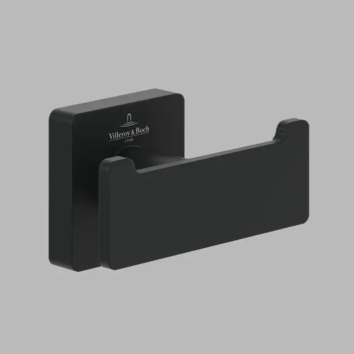 Cuier dublu baie, fixare ascunsa, negru mat (Matt Black), Villeroy & Boch Elements Striking TVA152012000K5 Plată securizată