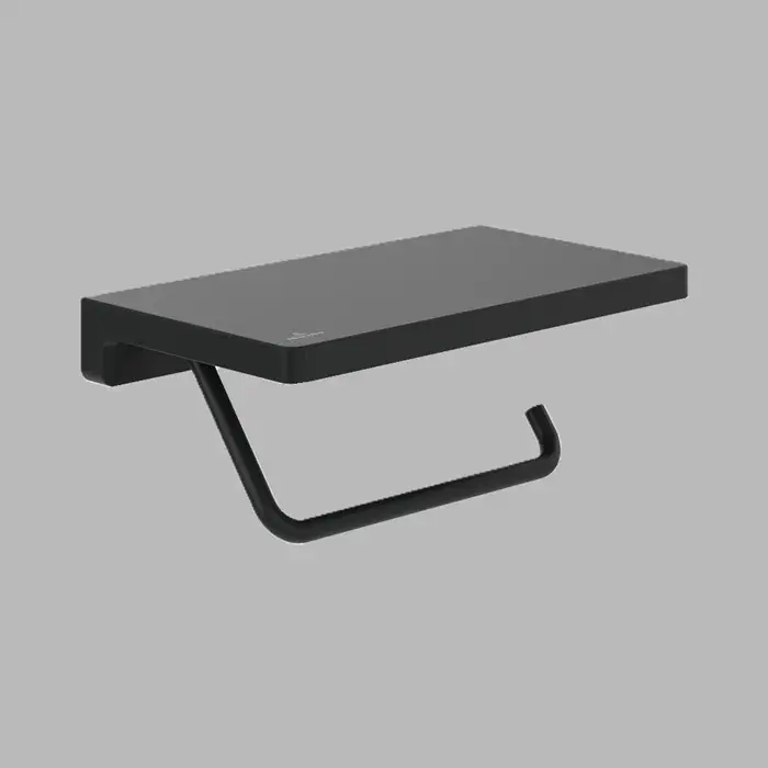 Suport hartie igienica, cu raft, negru mat (Matt Black), Villeroy & Boch Elements Striking TVA152023000K5 Ofertă specială