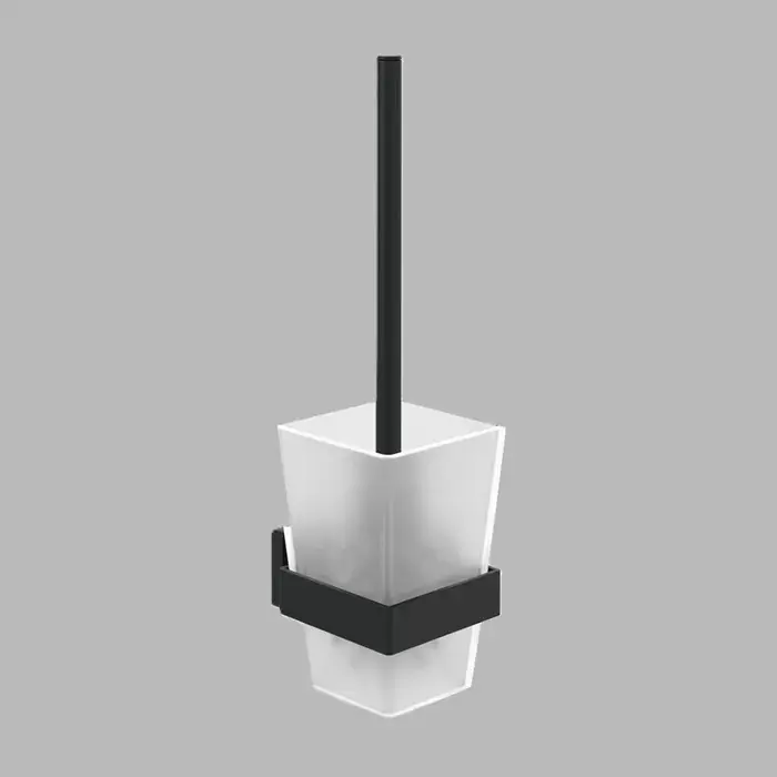 Set perie de toaleta, cu suport, negru mat (Matt Black), Villeroy & Boch Elements Striking TVA152017000K5 Retur ușor