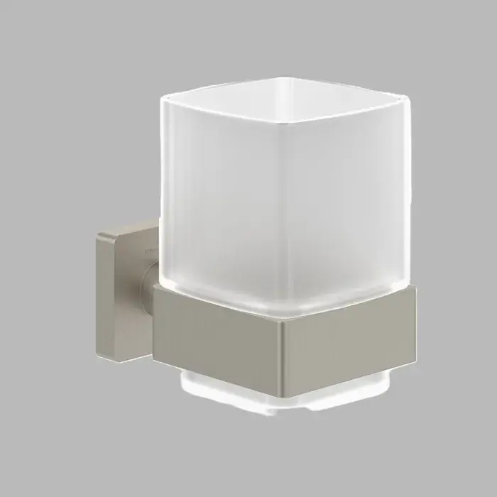 Pahar de sticla, cu suport metalic, nichel periat (Brushed Nickel Matt), Villeroy & Boch Elements Striking TVA15201900064 Chilipir