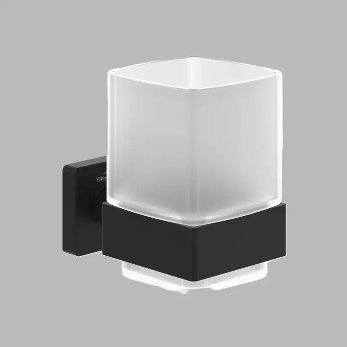 Premium Pahar de sticla, cu suport metalic, negru mat (Matt Black), Villeroy & Boch Elements Striking TVA152019000K5