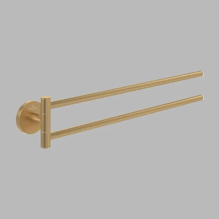 Suport pentru prosop, cu brat dublu, 427 mm, auriu periat (Brushed Gold), Villeroy & Boch Elements Tender TVA15103800076 Preț redus