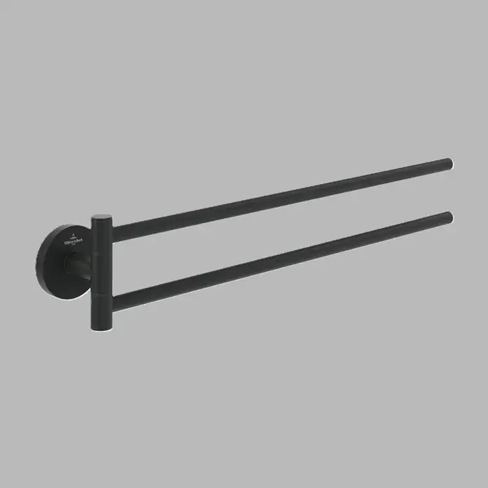 Ultima șansă Suport pentru prosop, cu brat dublu, 427 mm, negru mat (Matt Black), Villeroy & Boch Elements Tender TVA151038000K5