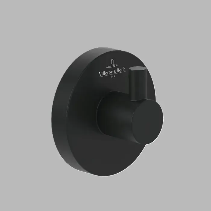 Lichidare de stoc Cuier simplu baie, fixare ascunsa, negru mat (Matt Black), Villeroy & Boch Elements Tender TVA151011000K5