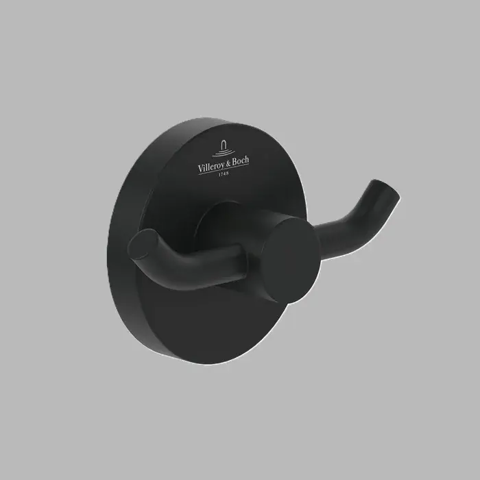 Reducere extra Cuier dublu baie, fixare ascunsa, negru mat (Matt Black), Villeroy & Boch Elements Tender TVA151012000K5