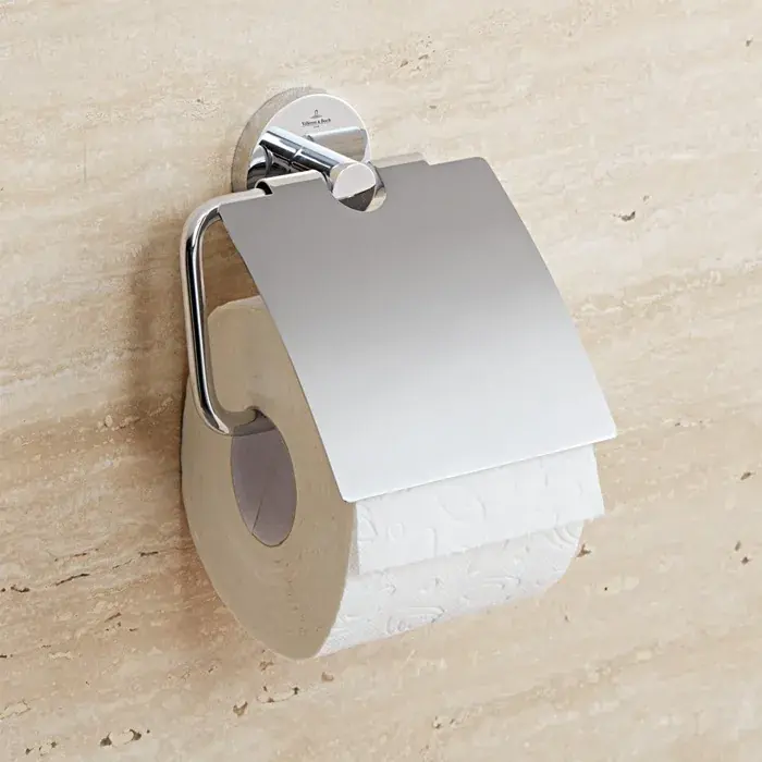 Premium Suport hartie igienica, cu capac, crom lucios, Villeroy & Boch Elements Tender TVA15101300061
