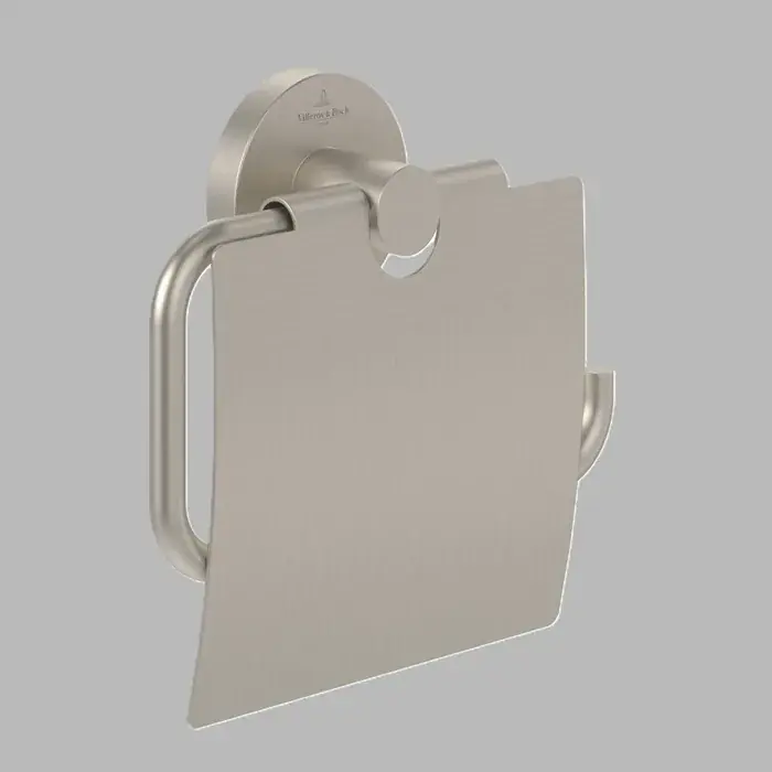 Suport hartie igienica, cu capac, nichel periat (Brushed Nickel Matt), Villeroy & Boch Elements Tender TVA15101300064 Mai ieftin